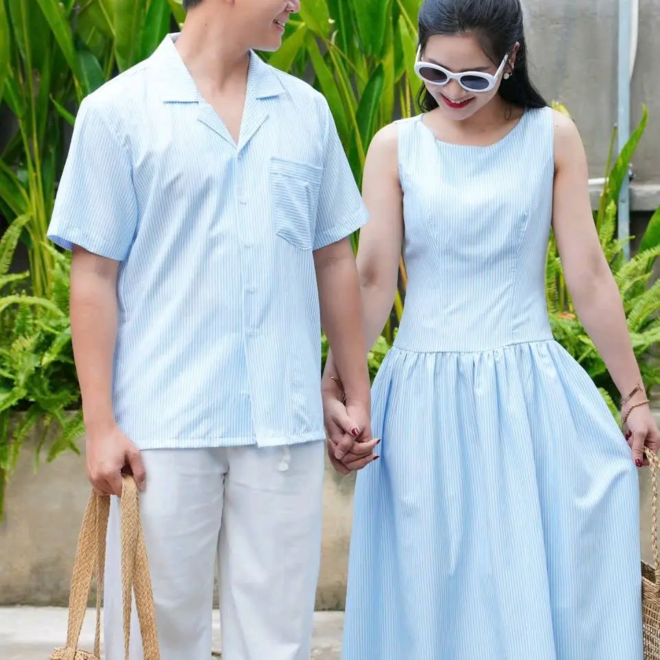 Set đồ đôi thiết kế   SƠ MI NAM VÀ ĐẦM NỮ