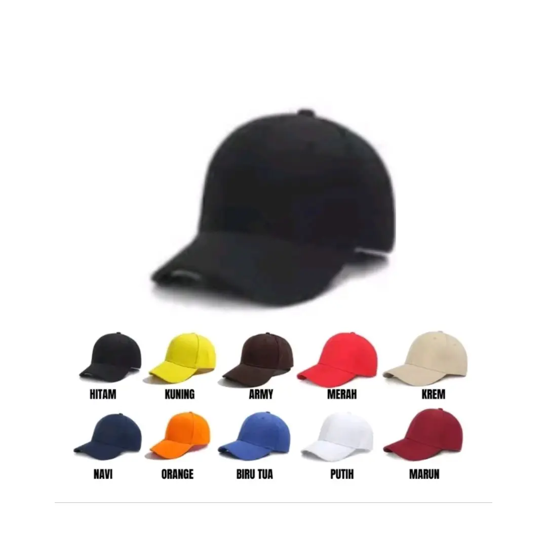 Topi Baseball Pria Wanita Dewasa Ring Besi Belakangnya Polos Pengait