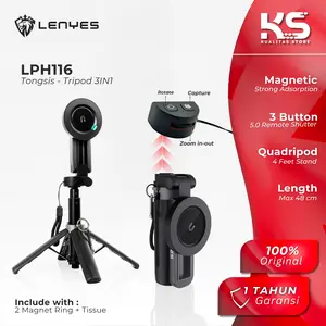 LENYES Handgrip Mini Tripod Tongsis 3IN1 Magnetic Bluetooth Selfie Zoom Control Shutter Selfie Stick LPH116