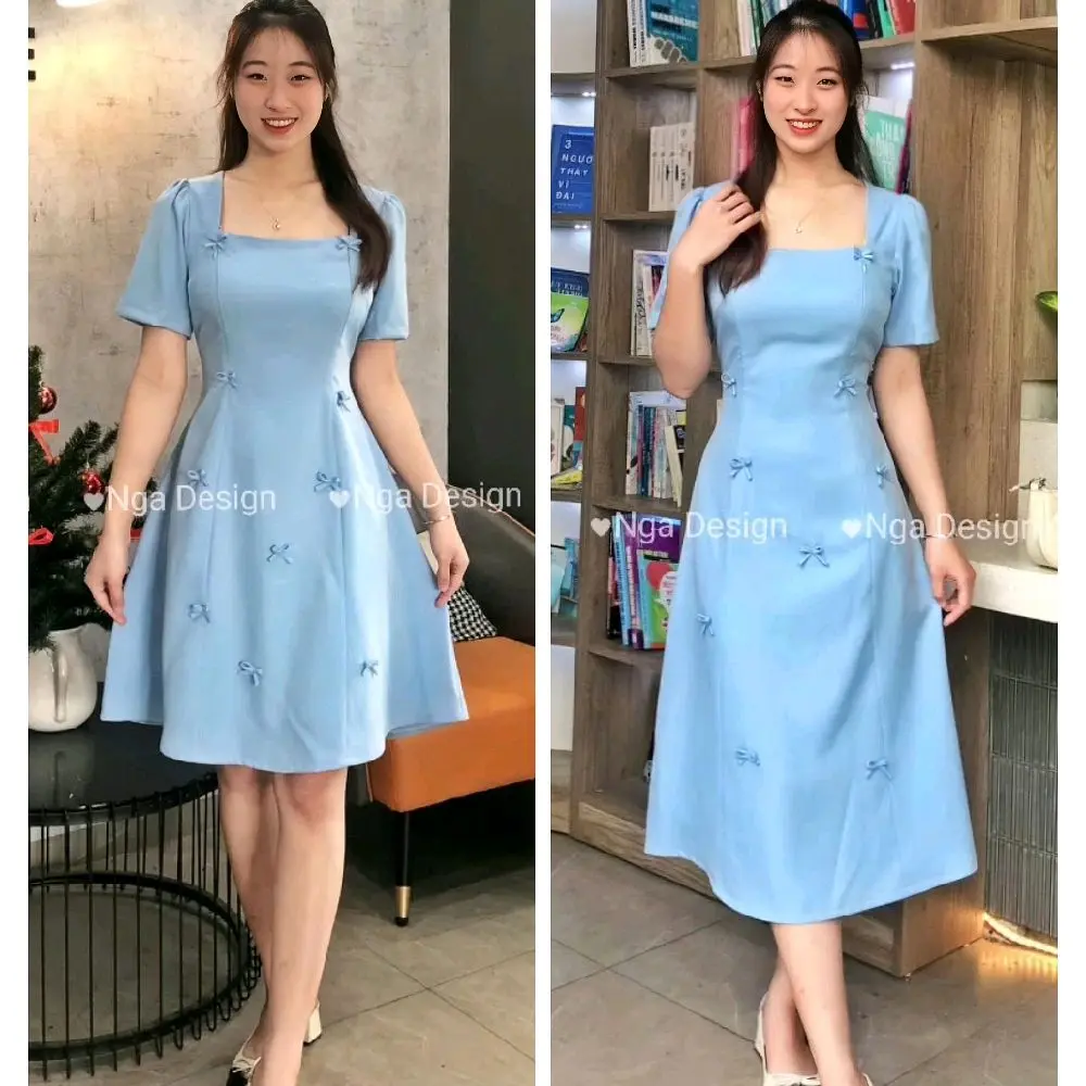 ND55 Nga Design váy cho con bú chất liệu chéo hàn đẹp trẻ trung dáng ngắn và dài