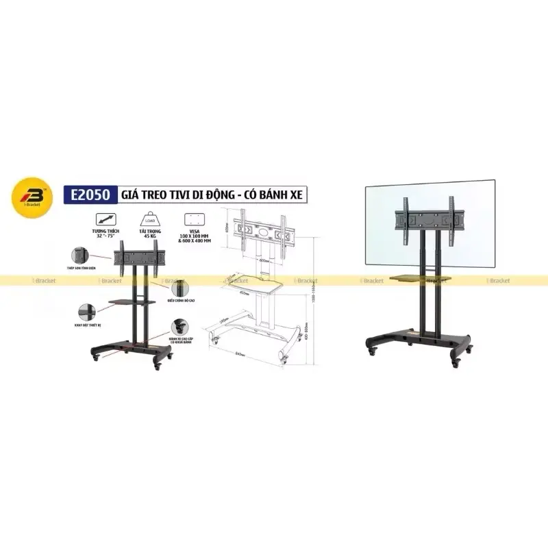 Giá Treo Tivi Di Động ErgoTek E2050 32 - 75 inch - Phiên Bản New 2025 [ BH Chính Hãng 12 Tháng ] 7