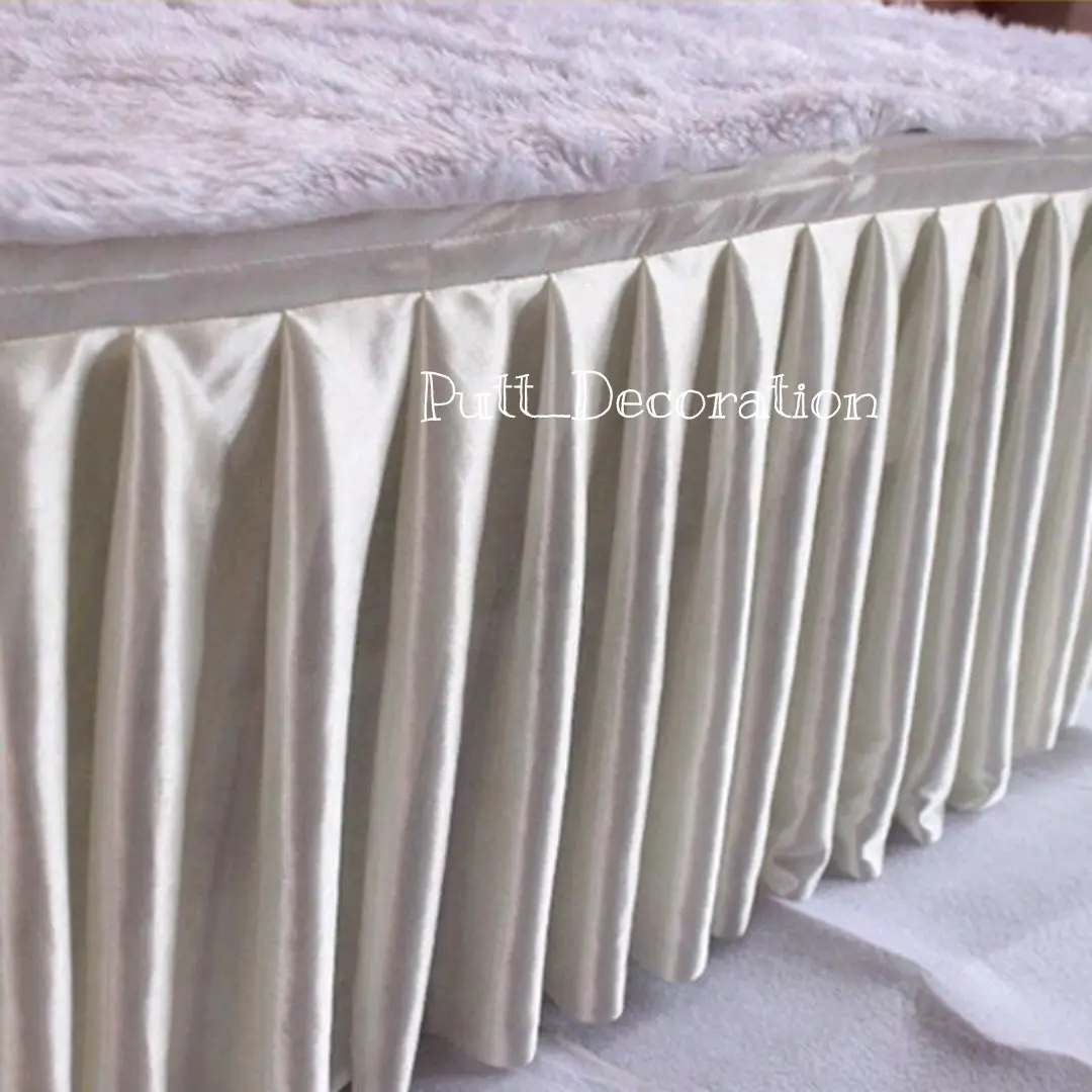 (COD) ROK MEJA REMPEL/GELOMBANG ROK MEJA DEKORASI PRASMANAN KAIN FILAMIN 75cm x 100cm Dapat dilipat