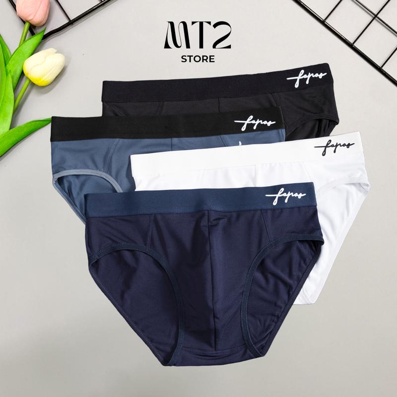 Quần lót nam tam giác chữ ký sang trọng quần sì chéo mềm mịn thoáng mát co giãn 4 chiều màu đen, trắng, xanh than, xanh nhạt Sịp Menswear Boxer Quần Boxer Thun