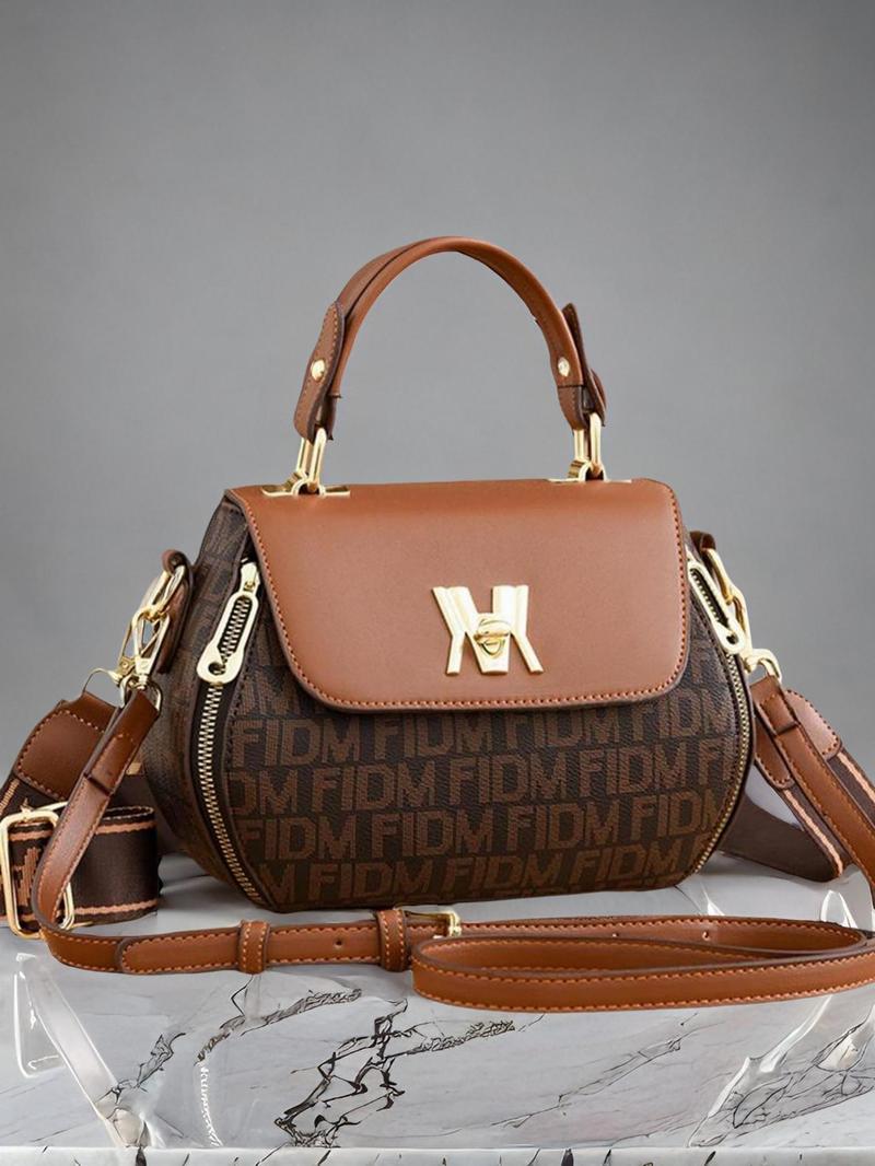 Product Introduction of Summer 2025 Fashion Letter Pattern PU Handbags for Women, Retro Geometric Label Decor Shoulder Bags, Everyday Bags, Dainty Gift for Your Love, Gifts for Girlfriend 0