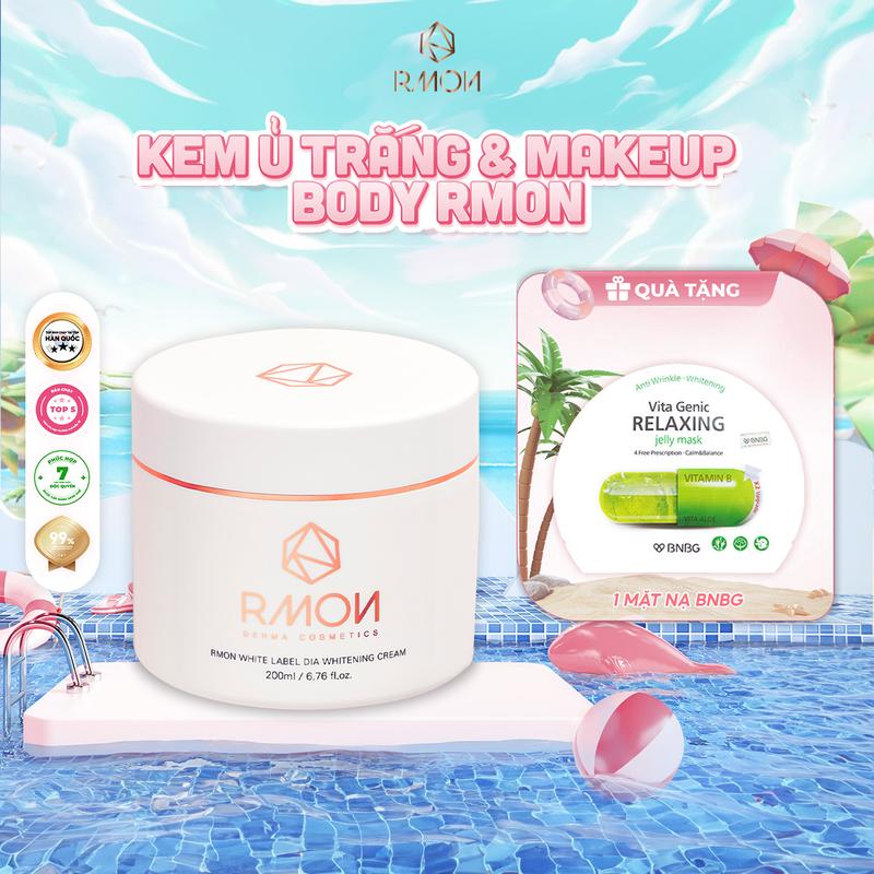 [8.8- Tặng Mask BNBG] Kem Giúp Ủ Trắng và Hỗ Trợ Make-Up Da Body RMON White Label Dia Whitening Cream 200ml