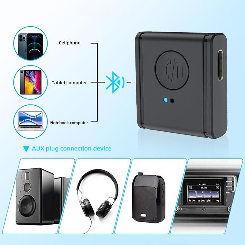 Wireless Bluetooth 5.3 Receiver Call Listening Navigation 3.5MM AUX Car Adapter Type-C Charging #468738 6