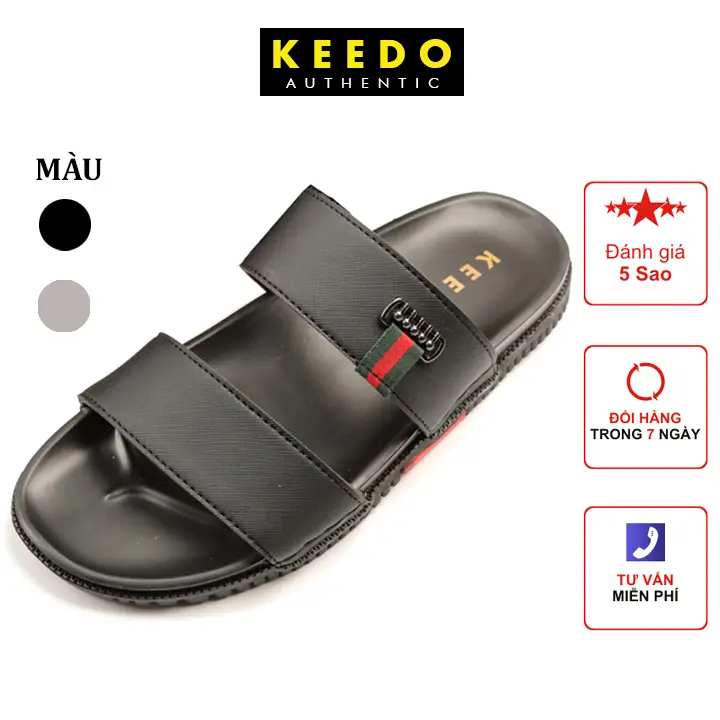 KEEDO - Dép nam quai ngang cao cấp may khâu sẵn KD2803
