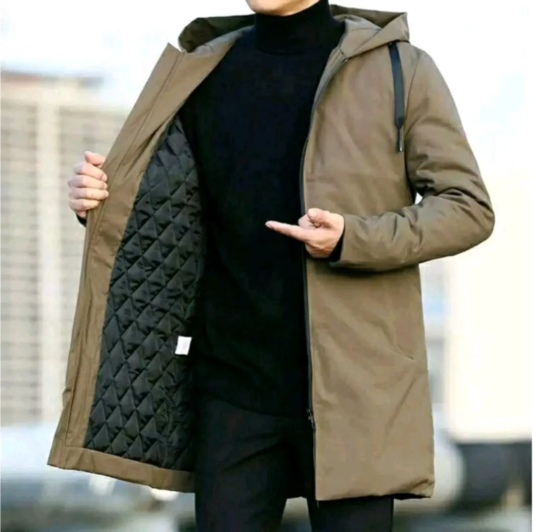 Jaket jubah pria/ Jaket winter pria/ jaket hangat/ jaket musim dingin/ jaket tebal dan panjang Parasut Nyaman Parka Keren M Orange Jackets & Coats