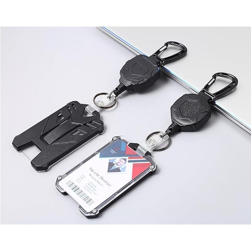 Product Introduction of Accessories Carabiner Badge Holder Keychain Heavy Duty Retractable Clip Universal ID Cards Holder 13