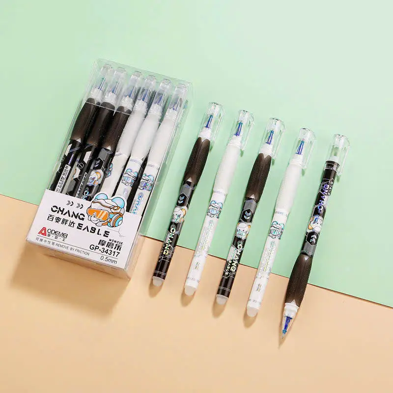 [GP-34317] Bút Mực Gel Tẩy Xóa Được Đệm Định Vị Tay Cầm [Bộ 12 bút] Có Nắp Kim Đông- Màu Xanh - Ngòi 0.5mm Có Tay Cầm Cho Học Sinh, Sinh Viên