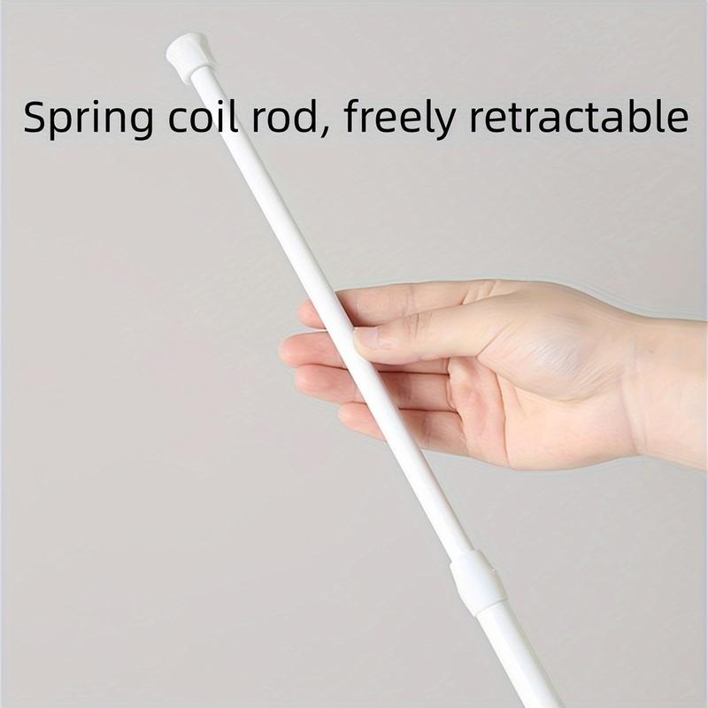 Product Introduction of 1 piece of non stamped telescopic rod, built-in spring fixed curtain rod, wall mounted towel rod, fixed decorative shower curtain curtains and door curtains, bathroom accessories 2
