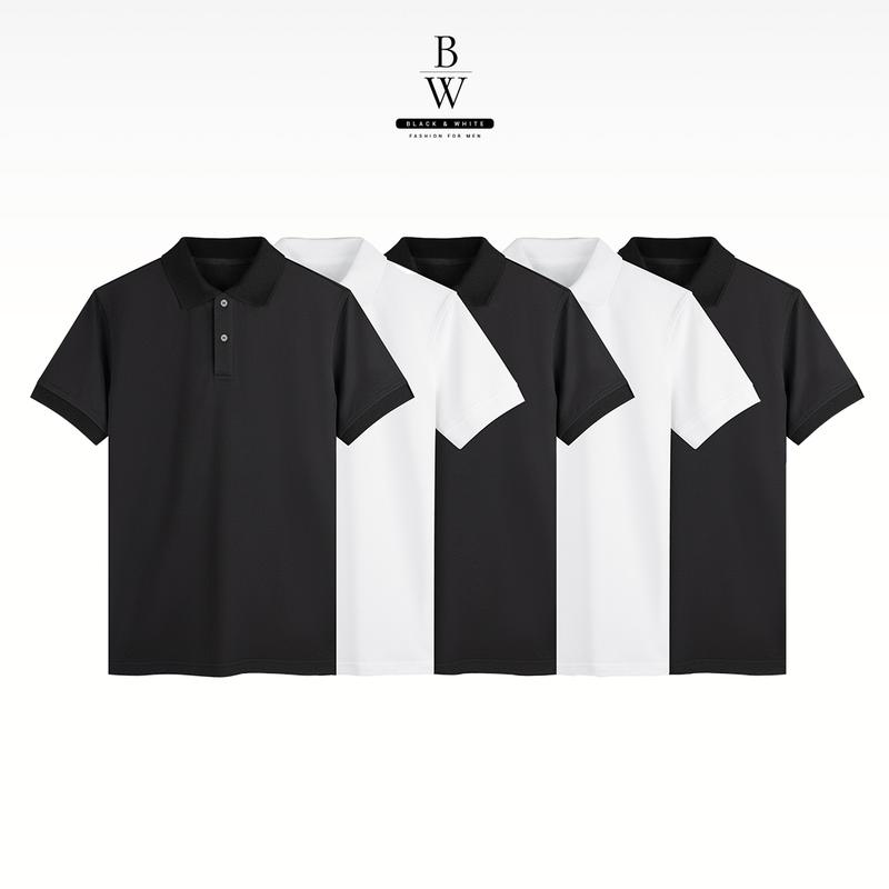 Áo Polo Nam BASIC Vải  CVC xuất xịn, nam tính, thanh lịch, sang trọng - BLACK & WHITE Menswear Shirt