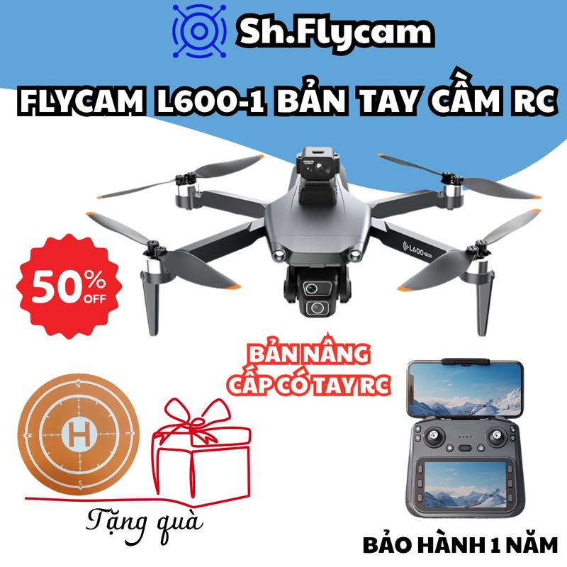 Flycam L600-1 tay cầm Rc, Camera 4K Ultra HD, Drone Mini định vị GPS 5.G, Plycam mini pin 4500mAh