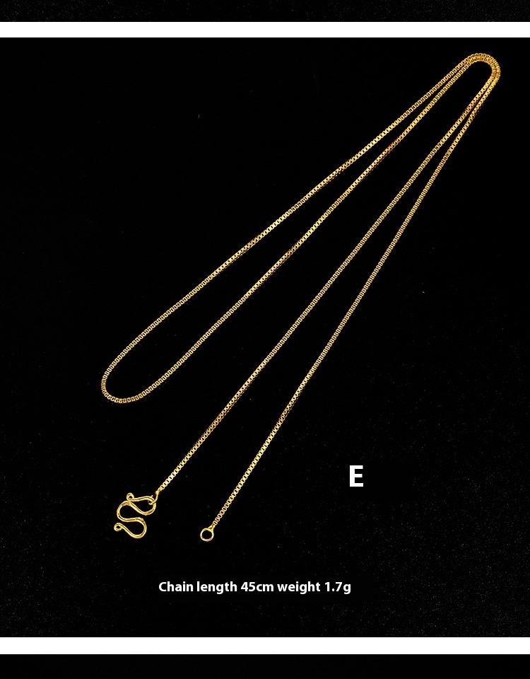 Product Introduction of Gold-plated necklace for women, simple plain chain, snake bone chain, box pearl, European and American pendant, single chain miduoduo 9