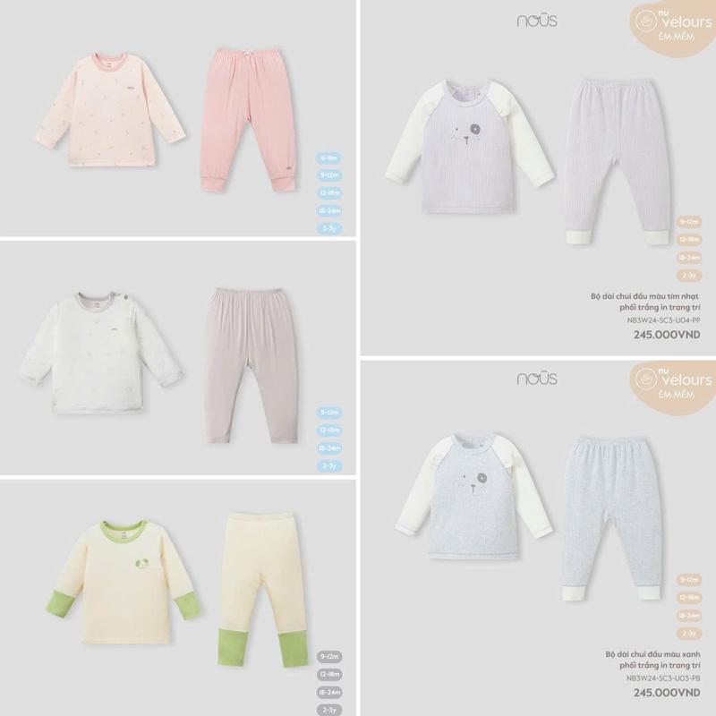 Bộ dài tay cúc vai chất petit dành cho bé dưới 3 tuổi NOUS 0