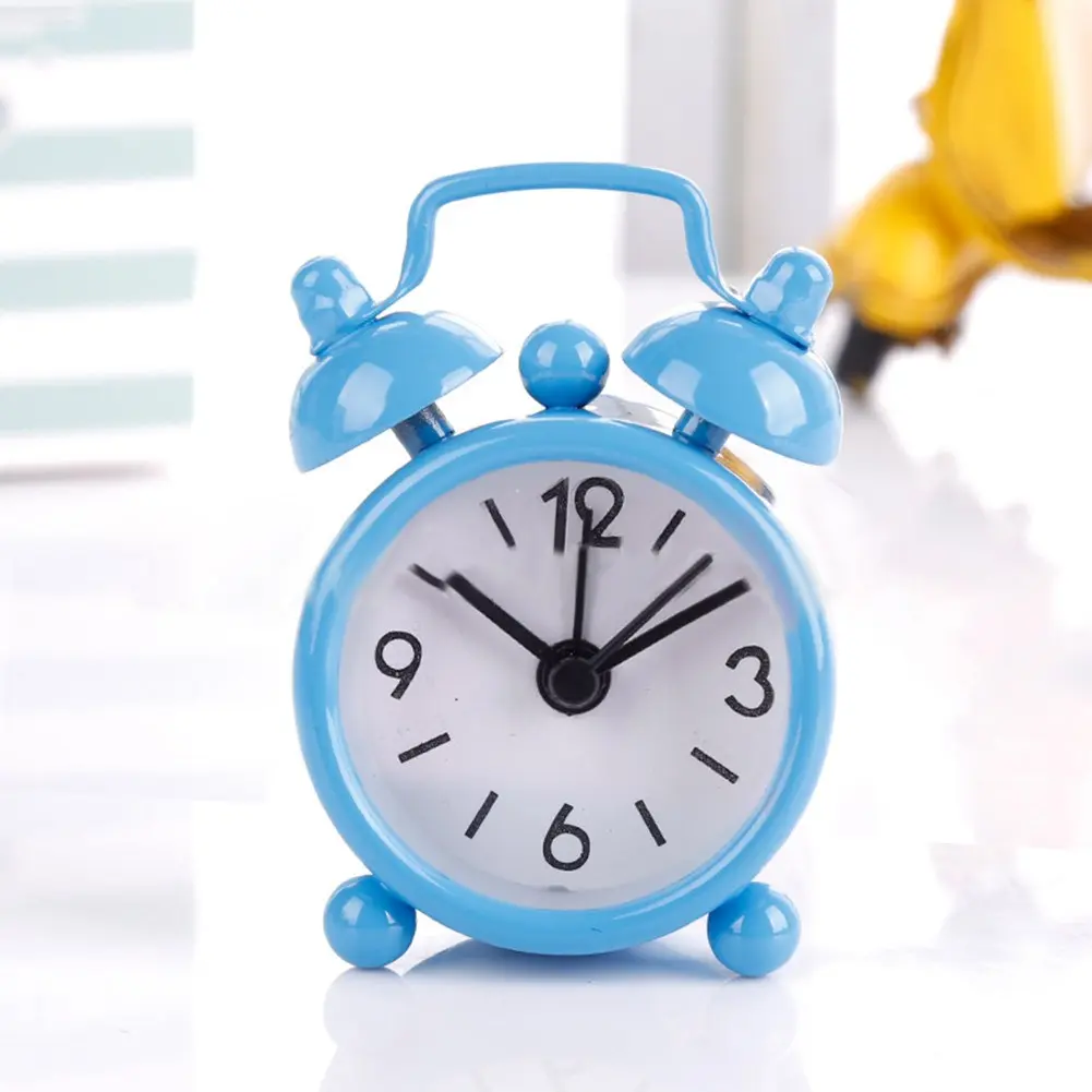 Analog Clocks Classic Double Bell Alarm Clock Movement Bedside Night 4CM Decor Light