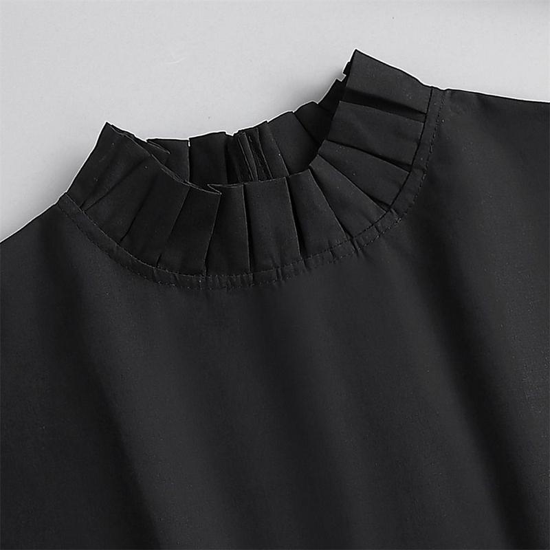 Product Introduction of Elegant Cotton False Collar Solid Color Turtleneck Ruffled Mock Neck Sleeveless Detachable Clothes Accessory Women Ladies 16