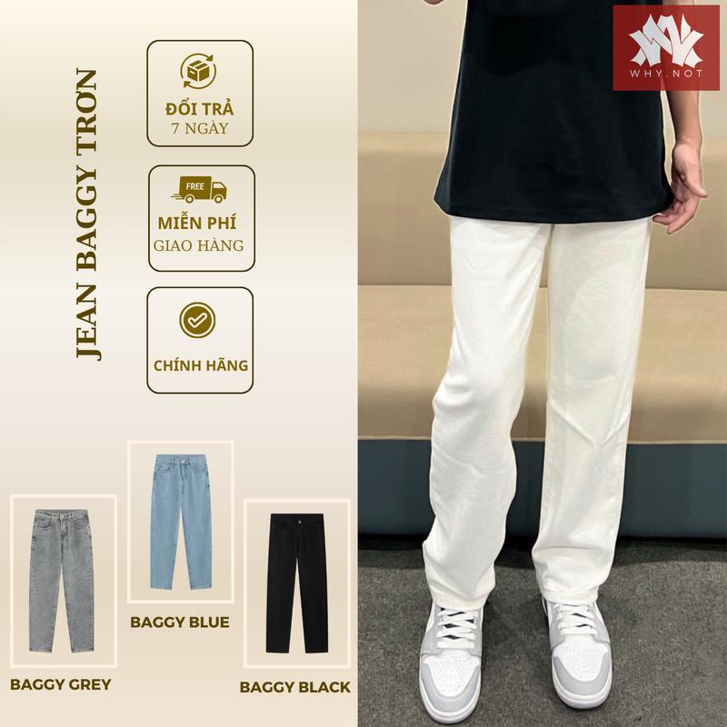 [PHIÊN BẢN CAO CẤP] Quần Jeans Baggy Trơn Unisex Nam Nữ 4 Màu Chất Liệu Jean Mềm Xanh Trắng Đen Xám JBGT