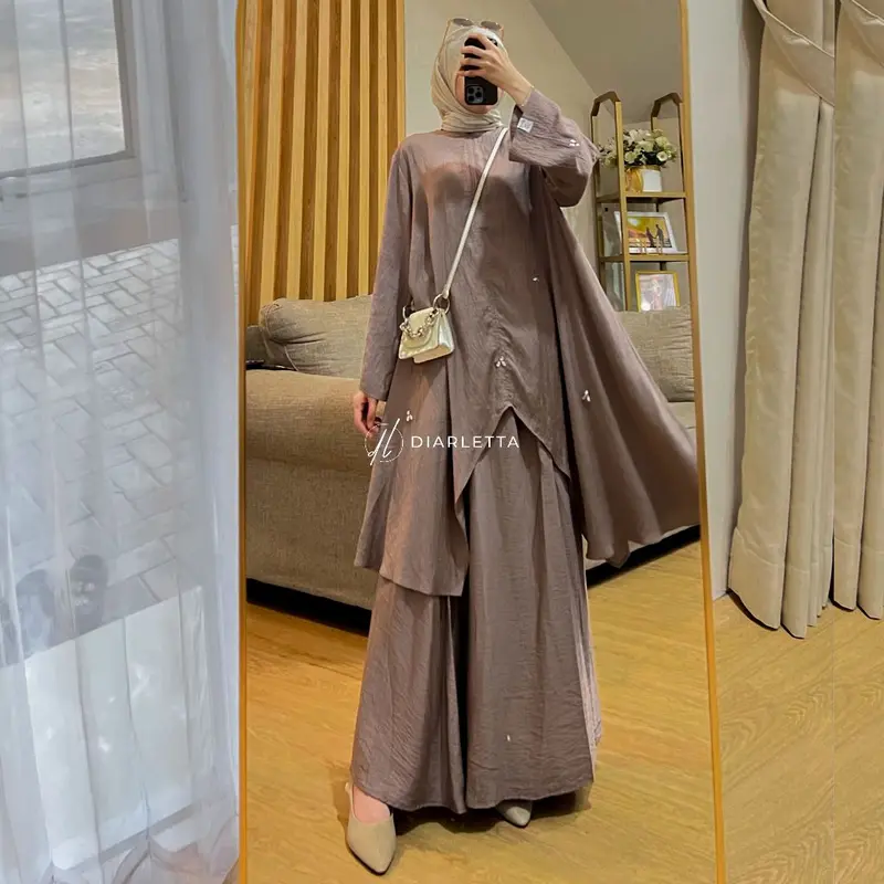 Berlianna Set Rok Permata Payet Polo Linen Busui Friendly Rok Umbrella  Diarletta Premium Quality 5