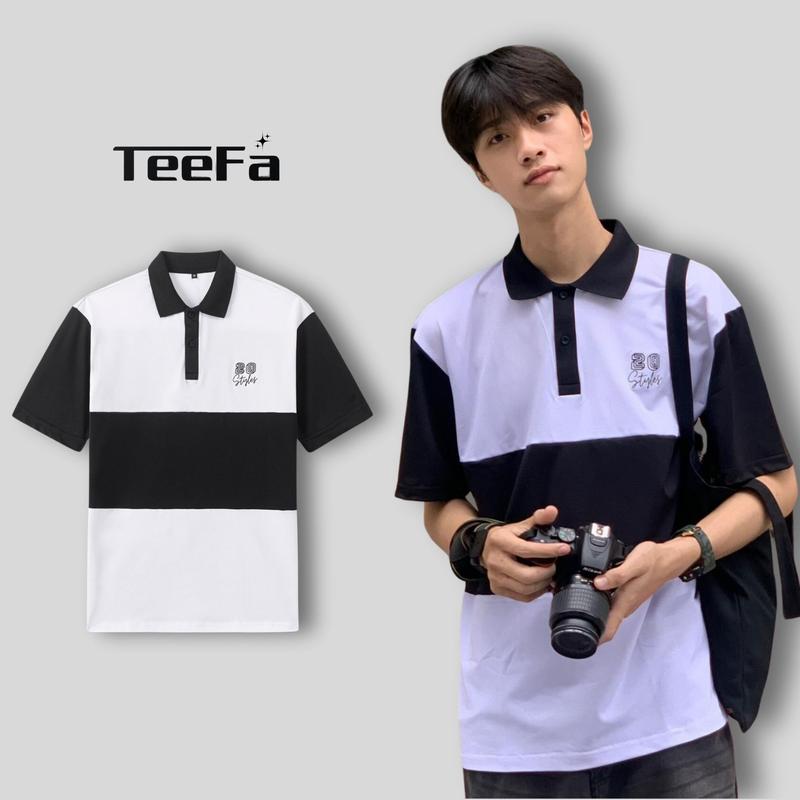 Áo Polo Unisex TEEFA Nam Nữ Vải Cotton mát mềm Thêu Chữ 20 Styles APL02 Menswear Top Có Cổ Shirt