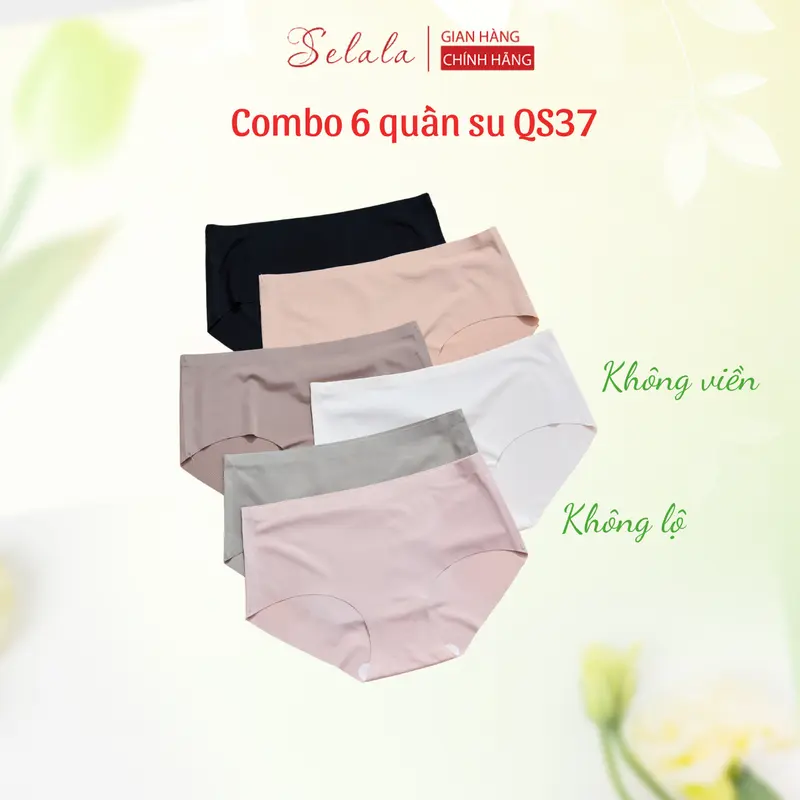 COMBO 6c Quần Lót Nữ Tàng Hình Selala Chất Su Mát Không Viền Chống Lộ Women quan  lot QS37 0