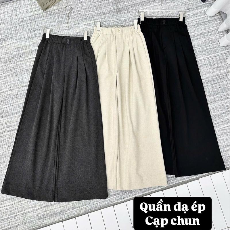 @trangtailor-( Eo 60-82cm) Quần dạ ép ống rộng QC cạp chun 2 cúc dáng xuông style trẻ trung cho nữ Q9805 Women