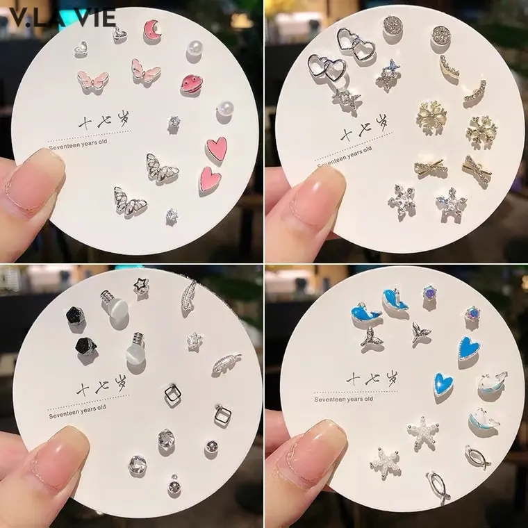 Bộ Bông Tai, Bông Tai Đinh tán Màu Bạc S925, Phong Cách Hàn Quốc Mới, Thanh Lịch Và Ngầu, Phong Cách Mới, Hợp Xu hướng, Thiết Kế Đơn Giản, Bông Tai Chăm Sóc Tai, Bộ Bông Tai Tuần
