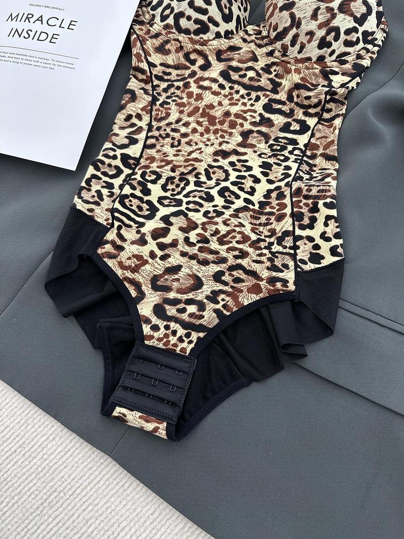 Product Introduction of Women's Leopard Print V Neck Bodysuit, Comfort Adjustable Straps Shapewear Bodysuit for Tummy Control, Lady's High Stretch Seamless Bodysuit for All Seasons, Womenswear for Gift 10