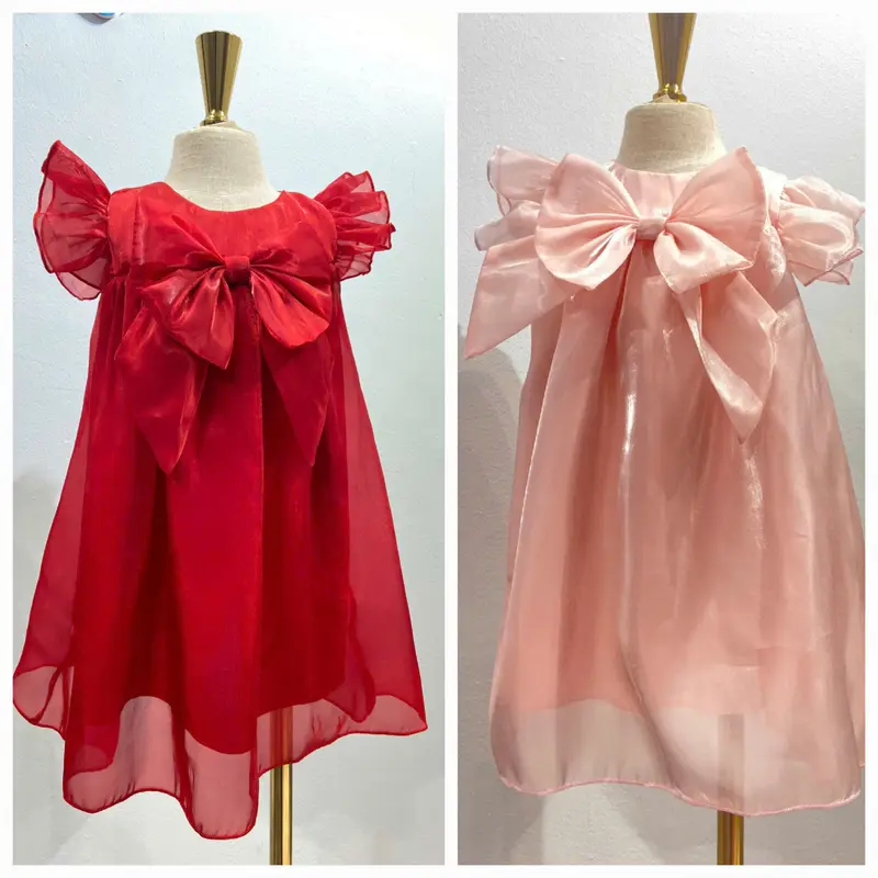 Minna Fashion-Đầm Tơ óng,  Nơ Điệu Đà diện Lễ Tết cho bé gái 5-33kg Len 1