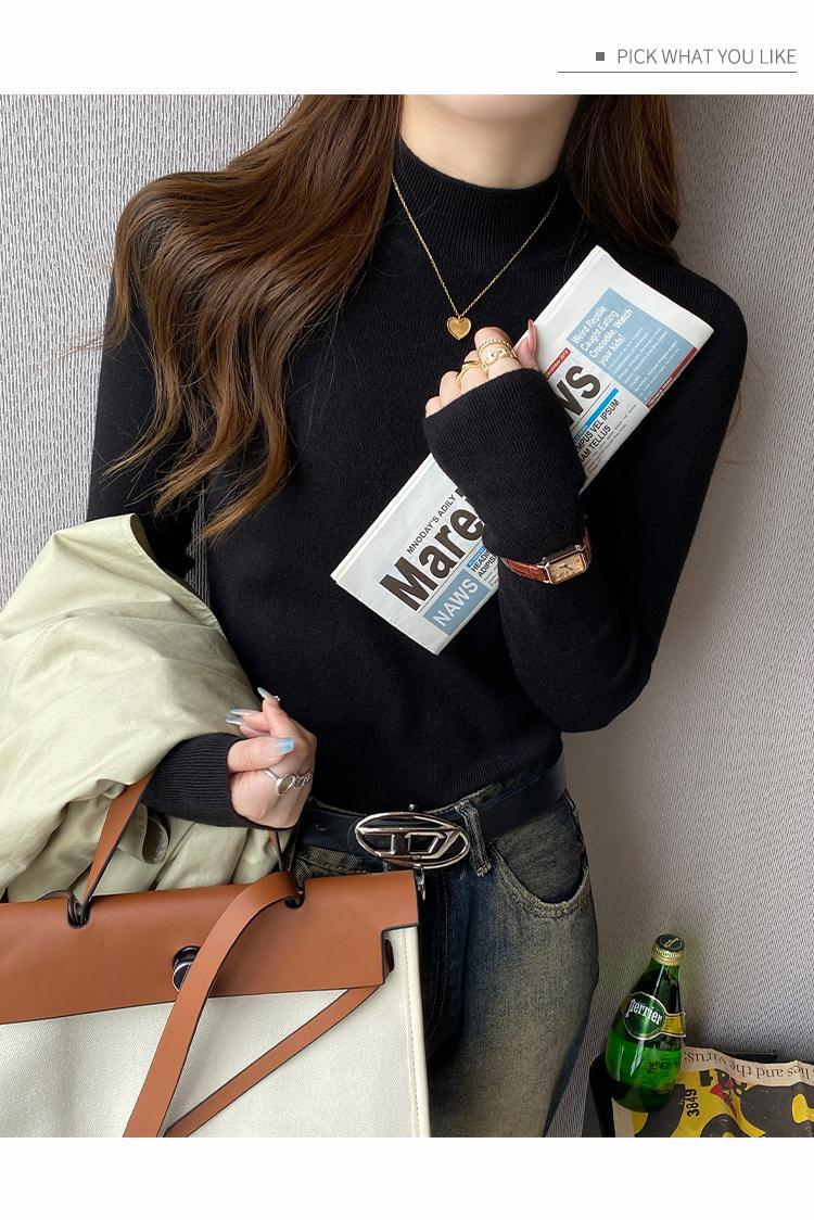 Product Introduction of Women's Knitwear Half Turtleneck Bottoming Shirt Classic Style Inner Wear Autumn and Winter Cashmere Sweater 2024 New Spring and Autumn Top 20