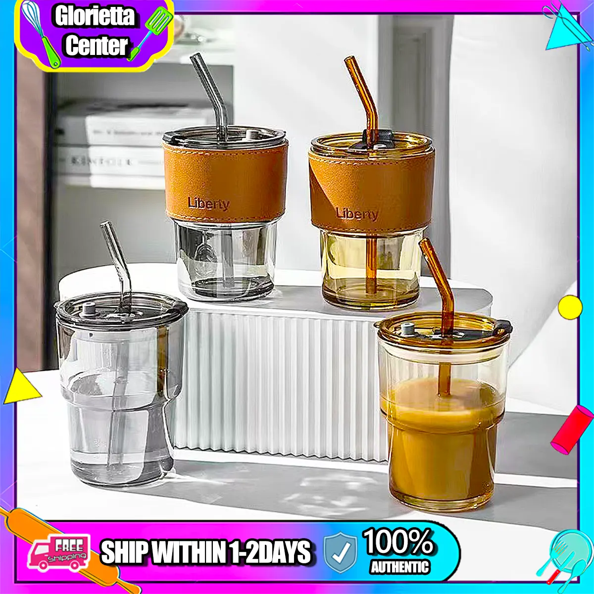 💖Daily Discount💖Coffee Cup with Straw and Lid, Suitable for Both Hot and Cold Office Supplies/drinking Cups, PU Thick Leather Cup Bottle Drinkware Glass Washable mug
