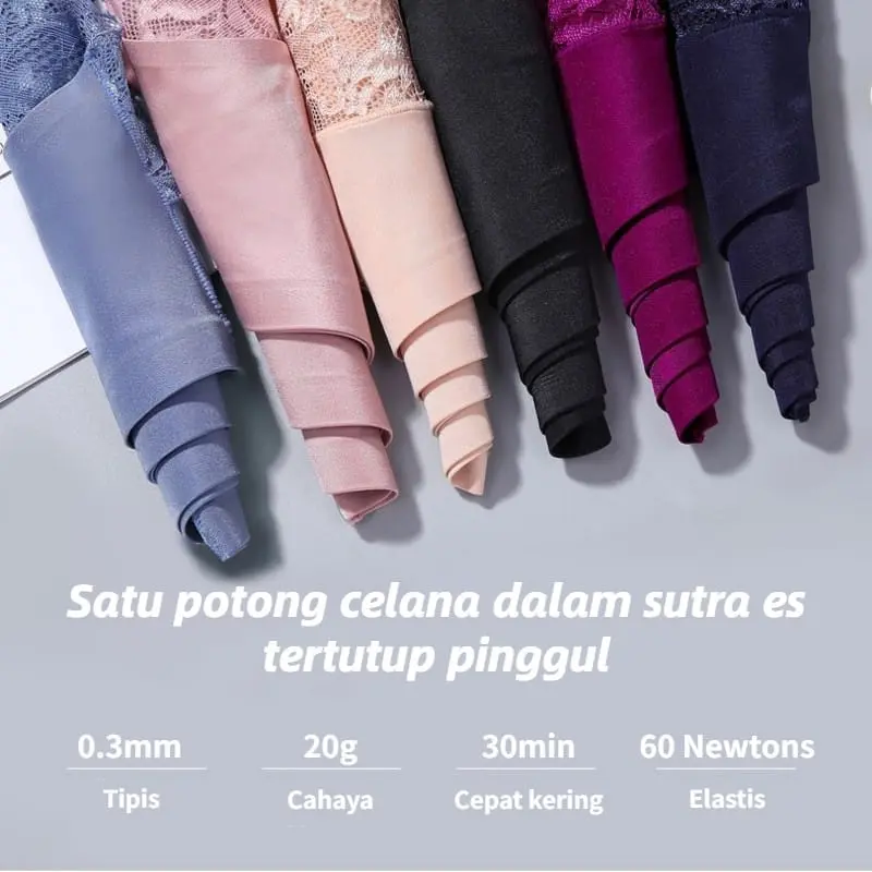 Shasha pakaian dalam wanita import celana dalam renda brief seamless ice silk lace cd ningrumshop | 3040 pita spandex  Busa Katun 2