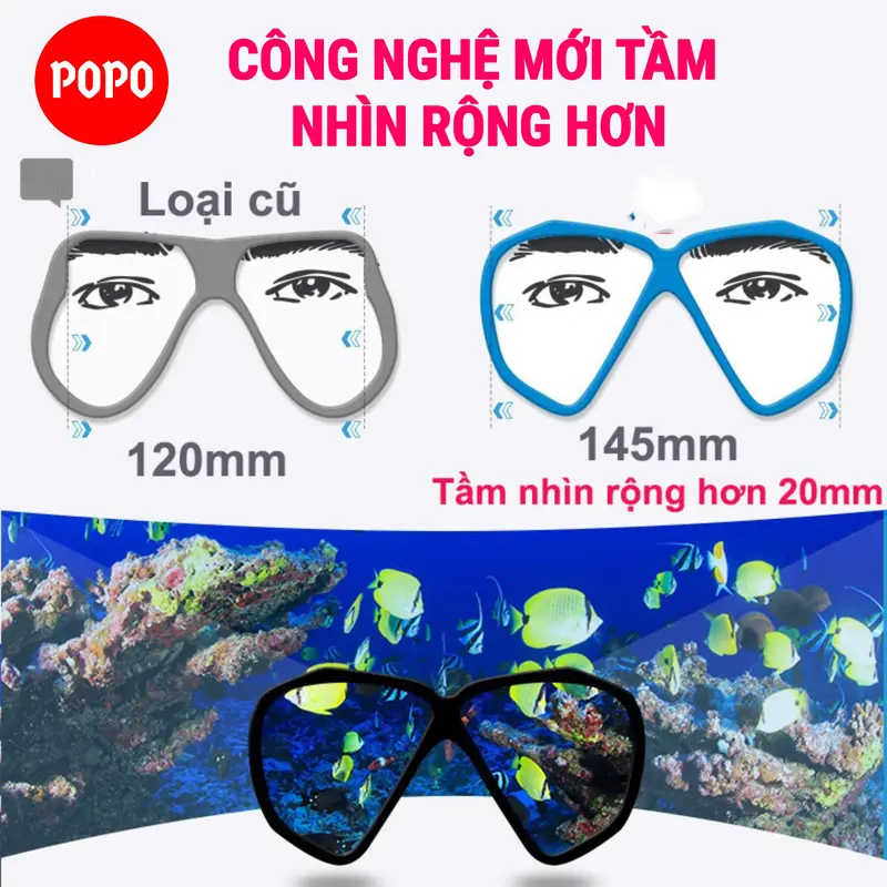 Mặt nạ lặn TUO biển thế hệ mới tầm nhìn rộng, mắt kính cường lực, ngăn nước tuyệt đối mặt  nạ masker  selam 1