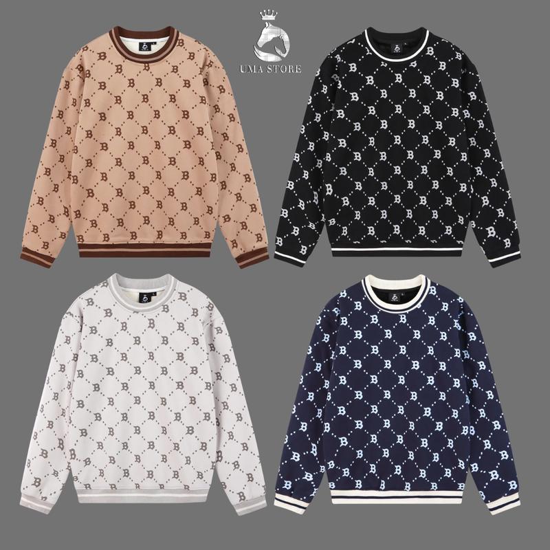 ( DEAL MỞ BÁN ) Áo sweater nỉ lót lông cáo in B của nhà UMA dài tay cổ tròn phối NEW hot 2025 Menswear Menswear Nam Tay Dài Hoodie