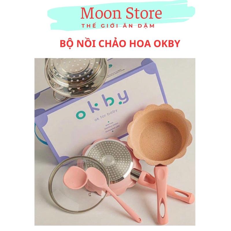 Bộ nồi chảo đá hoa OKBY đường kính 16cm nhỏ xinh, nấu đồ ăn dặm cho bé tiện lợi