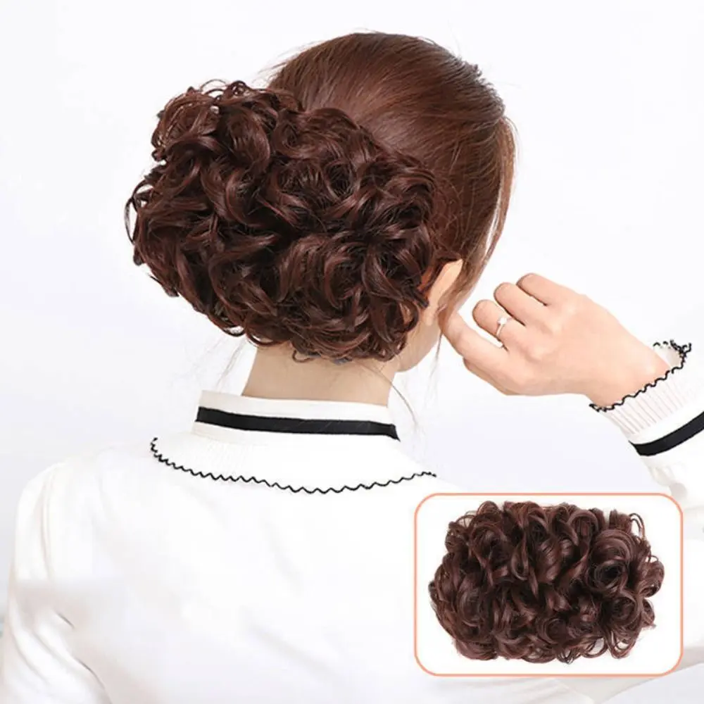 Cô Dâu Lộn Xộn Lớn Búi Tóc Xoăn Chignon có Lược Kẹp Tóc Đuôi Bao Đuôi Ngựa Nối Dài Tổng Hợp Tự Nhiên Giả Tóc Women Wig