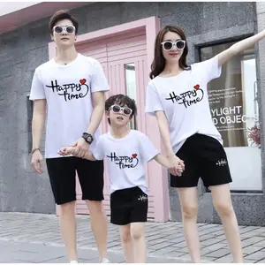 kaos couple keluarga simple terbaru berkualitas Happy Time