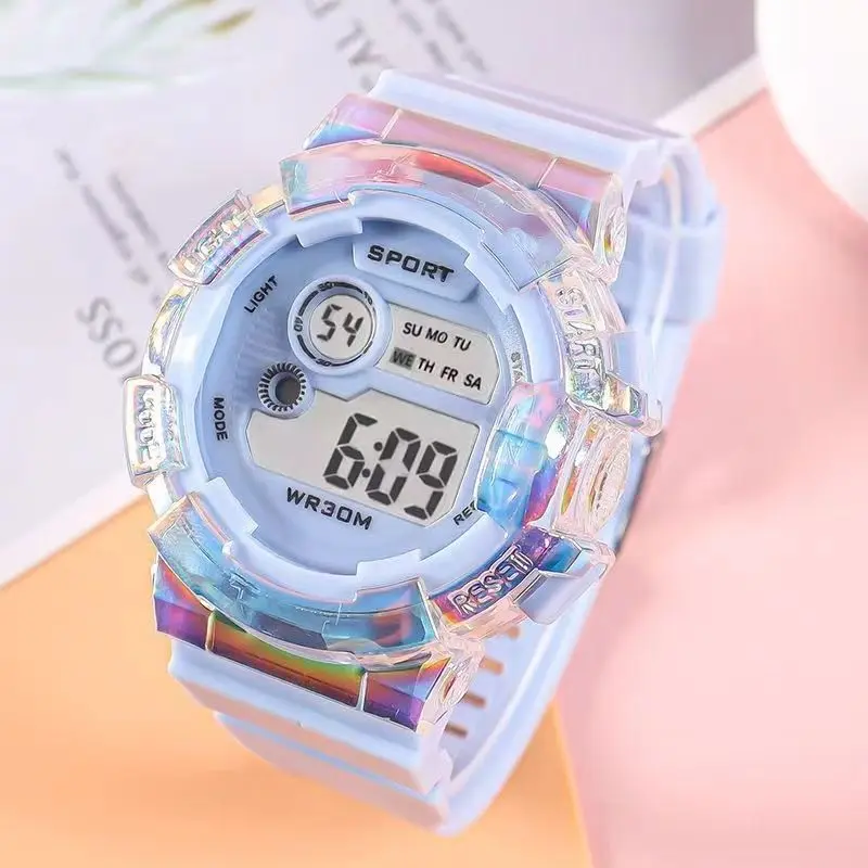 2025 Unicorn New High-Value Colorful Luminous Multi-Function Chronograph Alarm Clock Night Light Children's Electronic Watch