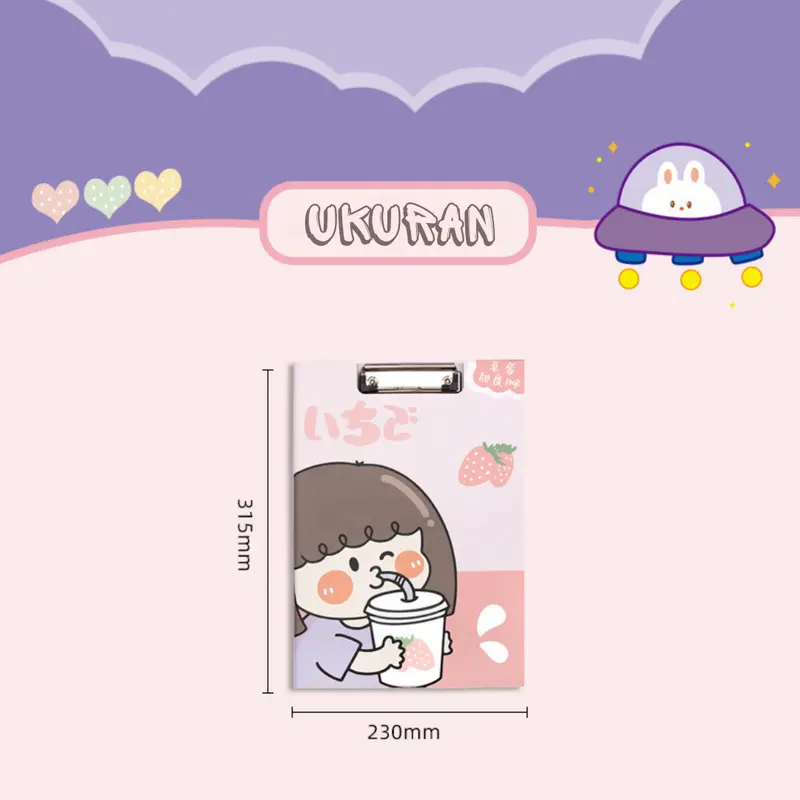 TOPER Papan Ujian Klip Papan Jalan Clipboard Estetik Asthetic Karakter Lucu Berwarna Kertas A4 Full Color 5