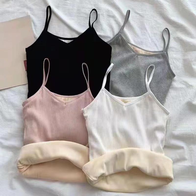 Product Introduction of Winter Self Heating and Warm Underwear for Women with Added Velvet and Thickened Cold Resistant Suspender, Slim Fit Bottom Shirt for Korean Version Student Top for Women 3