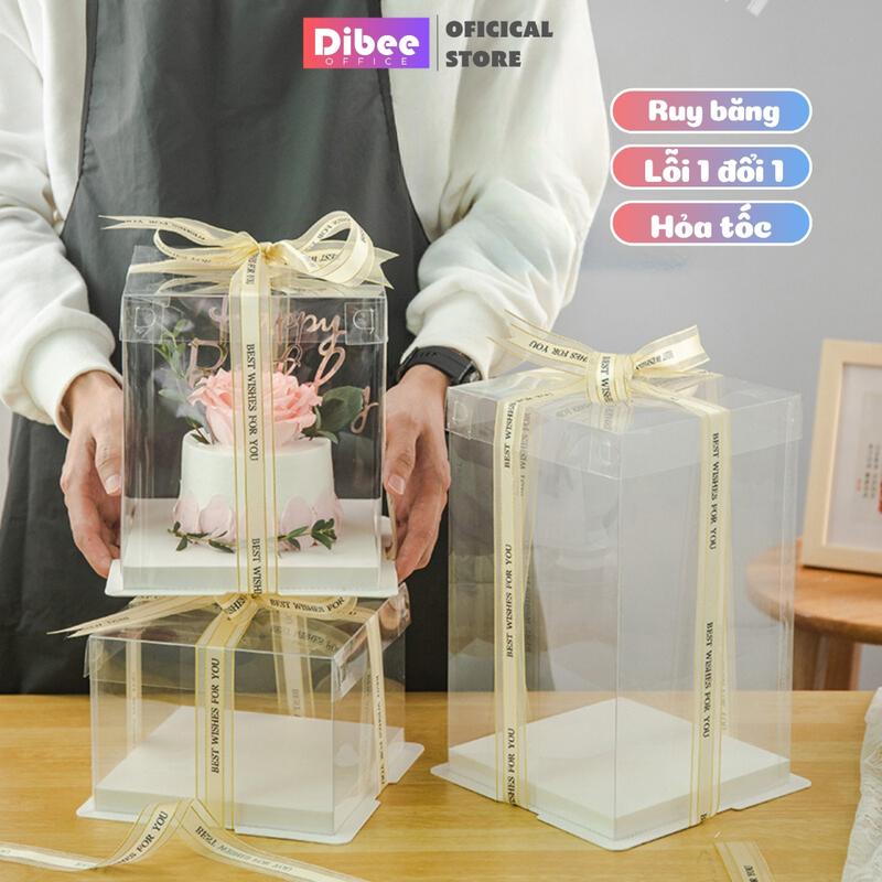Hộp MICA trong suốt DiBee, nhiều kích cỡ, đựng quà valentine, sinh nhật, gấu bông, bánh gato, hộp nhựa cứng cáp Q137