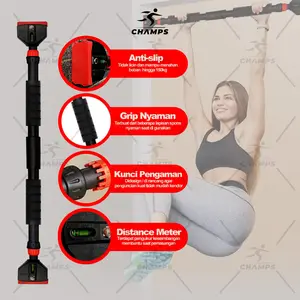 NewCHAMPS Pull Up Bar 120–160cm Adjustable – Tiang Chin Up Pintu Alat Fitness Pull Up Sit Up Leg LiftTermurah