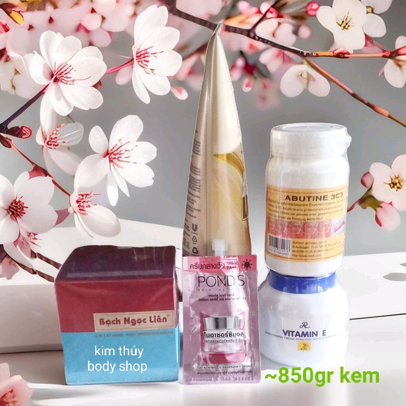 [5 Món ] Bộ Sản Phẩm Kem Trộn Bạch Ngọc Liên Xanh Bộ ~ 850gr kem hỗ trợ dưỡng trắng da Kem Dưỡng Trắng Body Dưỡng Body Dưỡng Da Body Làm Đẹp Da Nữ Women