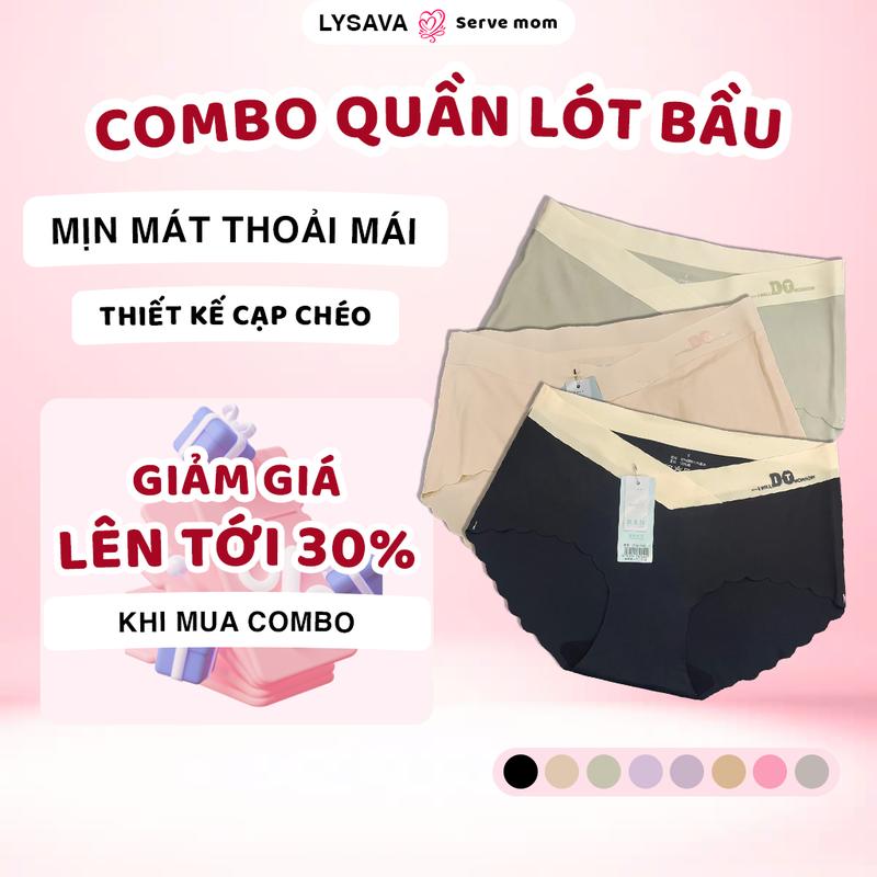  Combo 7 Quần lót bầu co giãn cao cấp Lysava quần chip bầu cạp chéo su đúc mềm không lộ viền nhiều màu sắc như Kem xanh đen,... QL1 
