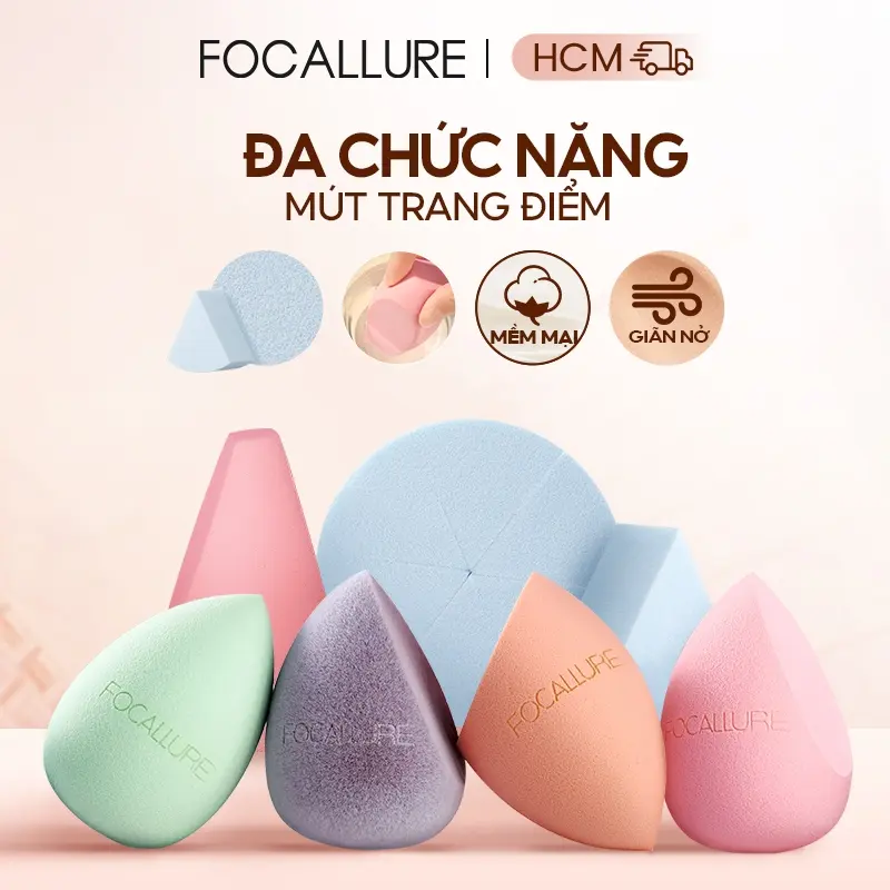 FOCALLURE Mút tán trang điểm đa chức năng không mùi cao su mút tán mềm mịn 20g Cosmetic Nữ Mỹ Phẩm Women