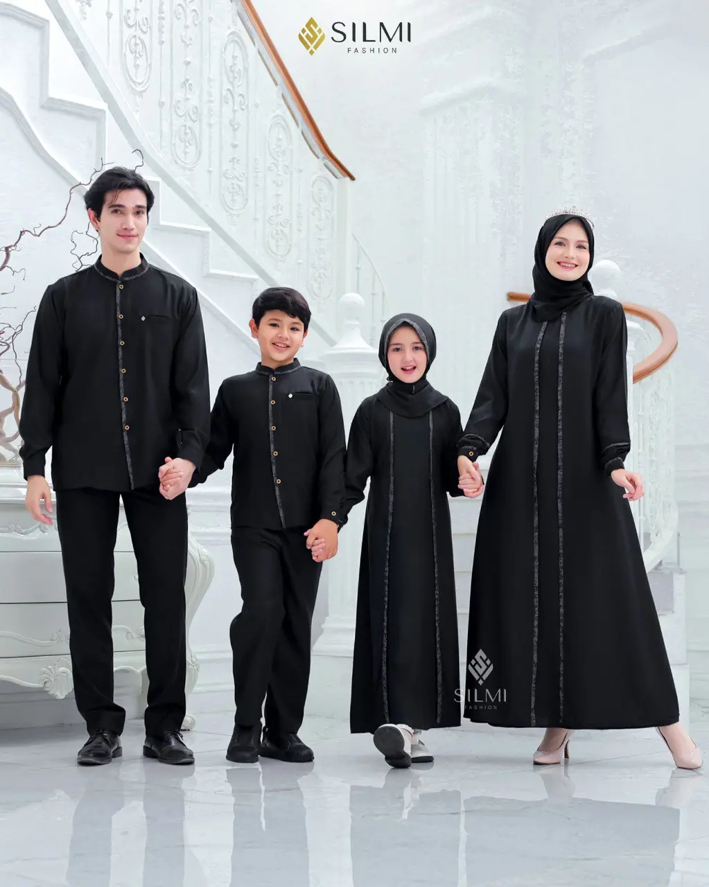 SARIMBIT MADANI FAMILY HITAM BY SILMI || SERAGAM BUSANA MUSLIM KELUARGA WARNA HITAM MODEL ABAYA