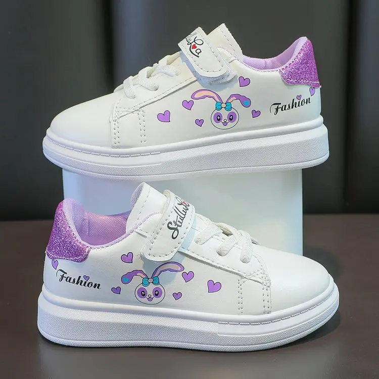 Sneakers Putih, untuk Kanak-kanak Perempuan, Koleksi Musim Bunga 2022, Ketibaan Baru, Kasut Kanak-kanak, Gaya Kasual, Sesuai untuk Pelajar, Diperbuat daripada Kulit, Kasut Sukan Kasual