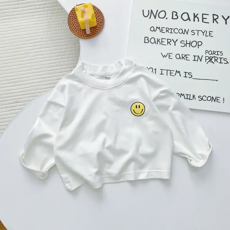 Áo Phông Dài Tay Thu Đông In Hình Mặt Cười Cho Bé Trai, Bé Gái Từ 9-20kg 2