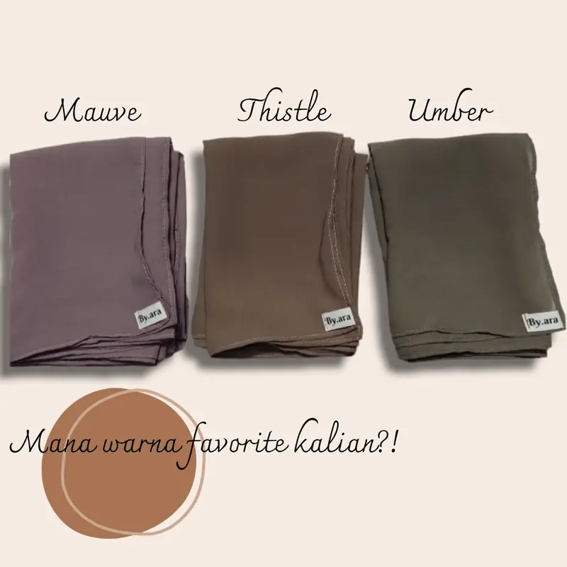 Pashmina basic / Hijab basic berbahan sifon arab / Chiffon arab Ukuran 200x75cm ( TIDAK SEPERTI BAHAN BABY DOLL, CERUTY, ATAU HEAVY CHIFFON DAN TERAWANG) 1