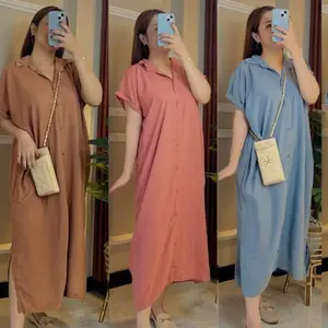 Daster Polos  Wanita Kemeja Kancing Rayon full adem halus Daster Harian